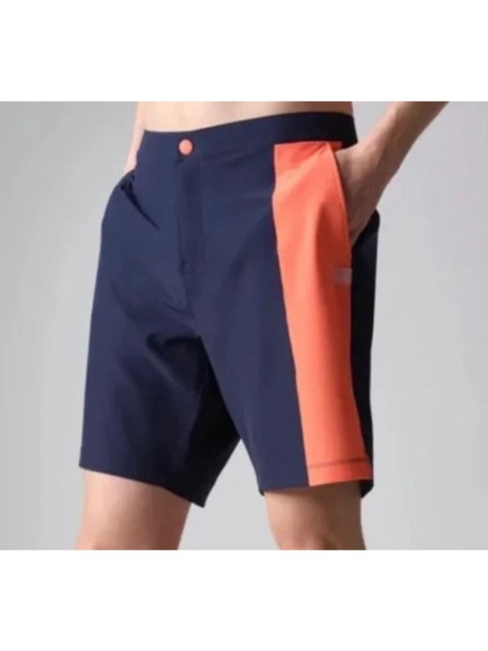 RHONE barrier swim shorts in navy/emberglow size S